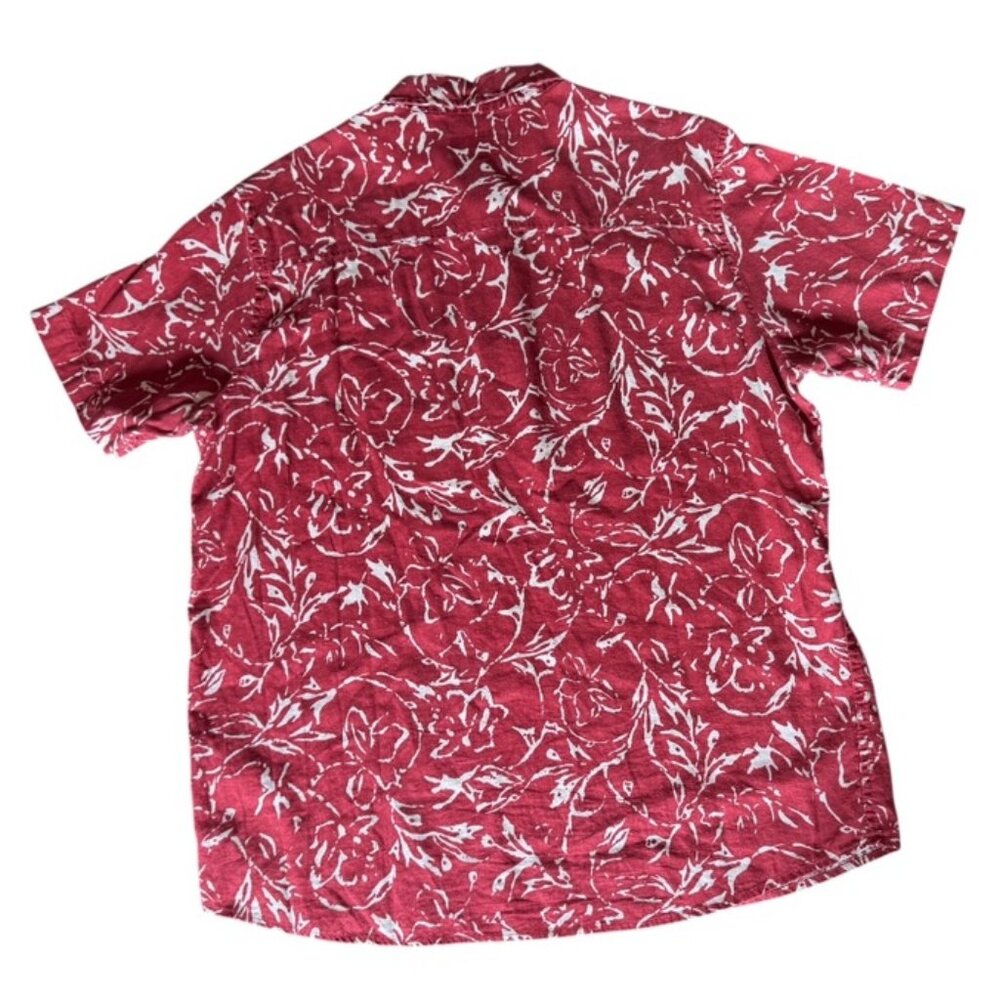 Patagonia Back Step Shirt Men’s Large Red Tropical Floral Hemp Cotton Resort EUC - Picture 2 of 6